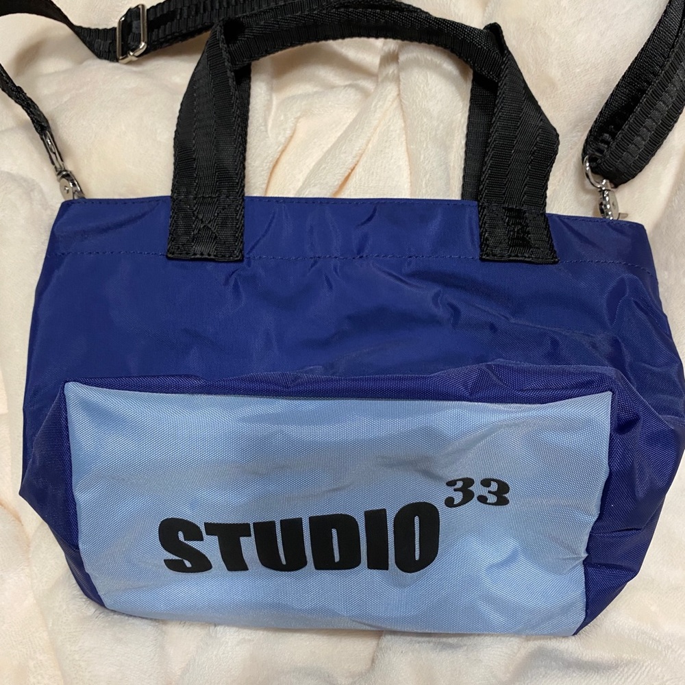 Navy and black nylon everyday bag